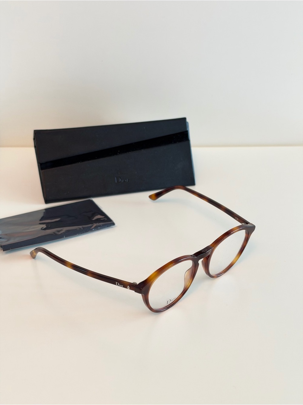Dior Brown Tortoiseshell Round Eyeglasses
